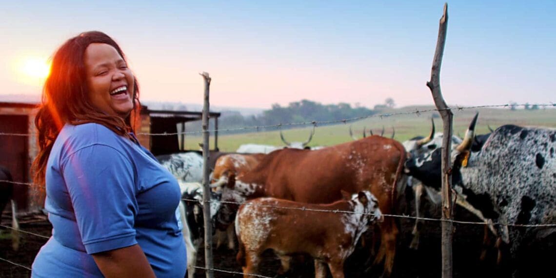 Lerato Senakhomo, won the Gauteng Department of Agriculture, Forestry and Fisheries Female Entrepreneur Award. She owns 435 hectares of land that she uses to farm livestock. Photo: Funiwe Mgwenya