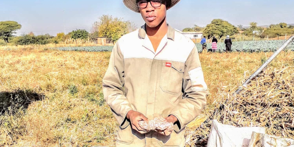 Tshepiso Lekabe is a happy 20-year-old farm owner and manager who believes he was given man’s job, while still being a boy.