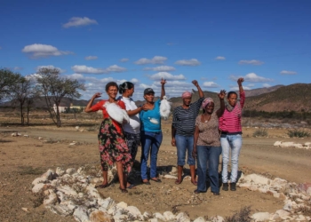 There is an angel factory in the Karoo, and these are some of the angelmakers. From left to right, Trudi Hobanie, Charlene Daniels, Janine Hobanie, Valenta Martin, her mother Violet Martin and Veronica Olyn. Photo: Chris Marais