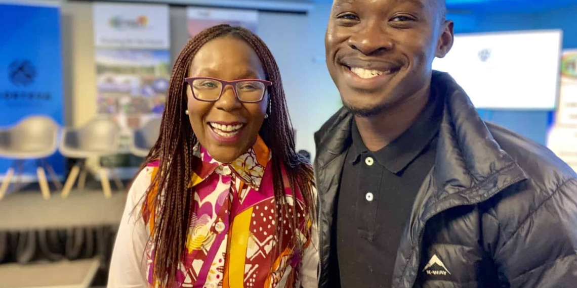 The 25-year-old farmer Andile Ngcobo (right) and Polo Leteka, the executive director and co-founder of IDF Capital, an entrepreneurial financier and advisory firm.