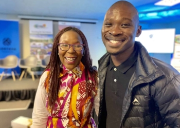 The 25-year-old farmer Andile Ngcobo (right) and Polo Leteka, the executive director and co-founder of IDF Capital, an entrepreneurial financier and advisory firm.