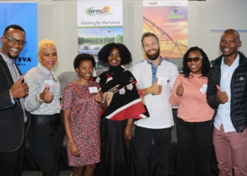 Tshiamo Dichabe, Karabo Rampete, Nono Sekhoto-Iga, Dr Vuyo Mahlati, Morgan John Brand, Andile Matukane and Andile Nqobo at the opening of the 2019 AAYFS.