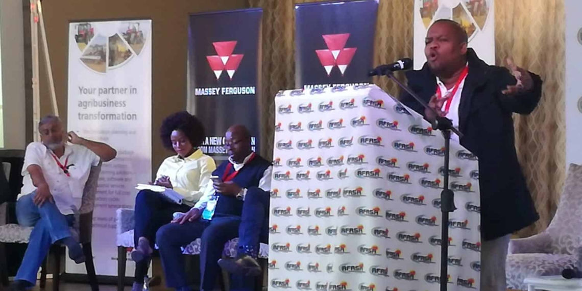 Executive chair of the South African Farmers Development Association (SAFDA), Dr Siyabonga Madlala addressing delegates at the third annual AFASA Agri-business conference in Bloemfontein.