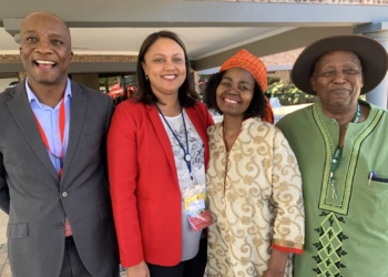 From left to right: Standard Bank enterprise development sector head, Diale Mokgojwa, Western Cape Protea farmer, Marilyn Siegels, AFASA president Dr Vuyo Mahlati and the executive director of AgriGrow Otto Mbangula, pictured on the third and final day of the AFASA Agri-business Transformation Conference at Imvelo Safari in Bloemfontein.