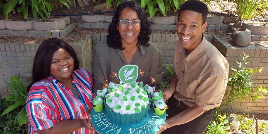 Food For Mzansi team celebrating their first birthday. Pictured from left to right: Food For Mzansi journalist, Noluthando Ngcakani, editor Dawn Noemdoe and journalist Duncan Masiwa.