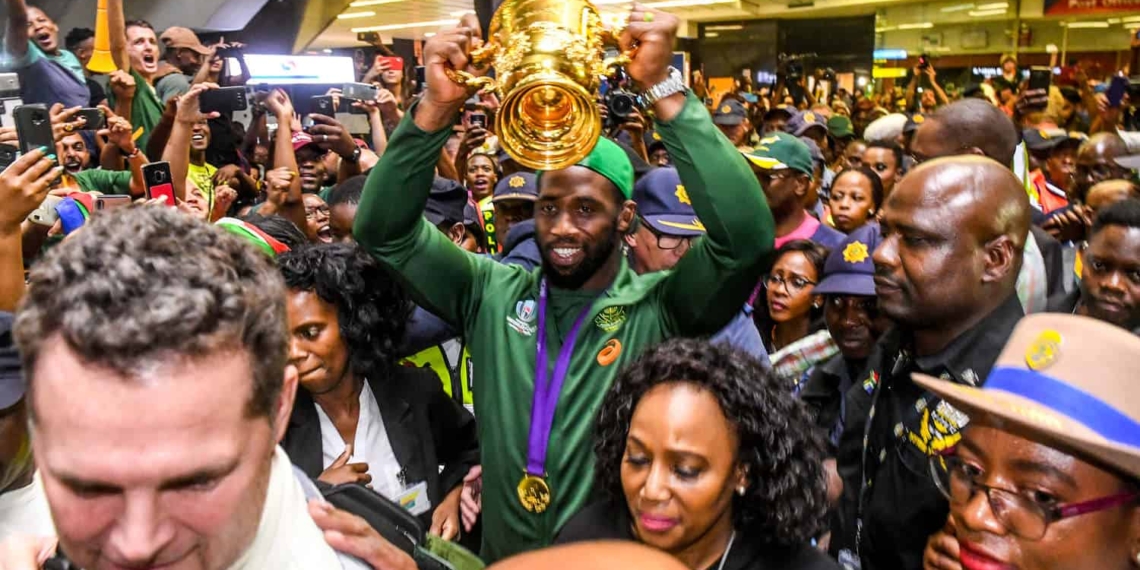 Springbok captain Siya Kolisi after his arrival in Johannesburg from the triumphant Rugby World Cup campaign in Japan. Photo: SA Rugby