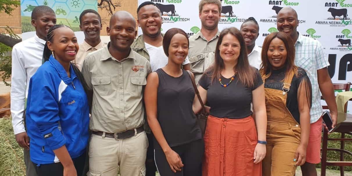 Farmers and the ANAT (Amara Neema Agritech) founders pictured at the youth-led farmers Indaba in Sasolburg in the Free State.(Front Row) Faith Ntleletsi, Moketi Mantoro, Ruth Mokoena, Lienkie Vogel, Seloane Tsimane,, (Back) Thabo Khoadi, Lebohang Mthembu, Simphiwe Kahla, Riaan Els, Lerato Moshanyana and Sabata Segobo.