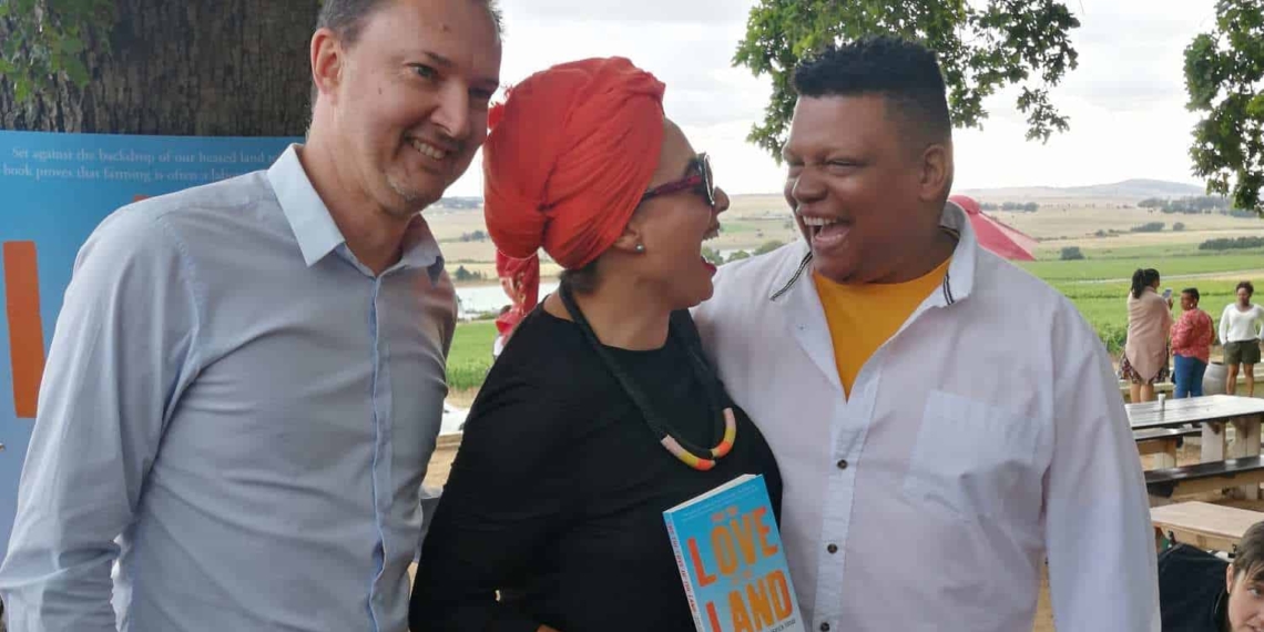 Artscape CEO Dr Marlene le Roux (middle), whose grandmother was a farm worker, featured with "For the Love of the Land" authors Kobus Louwrens and Ivor Price. Photo: Food For Mzansi