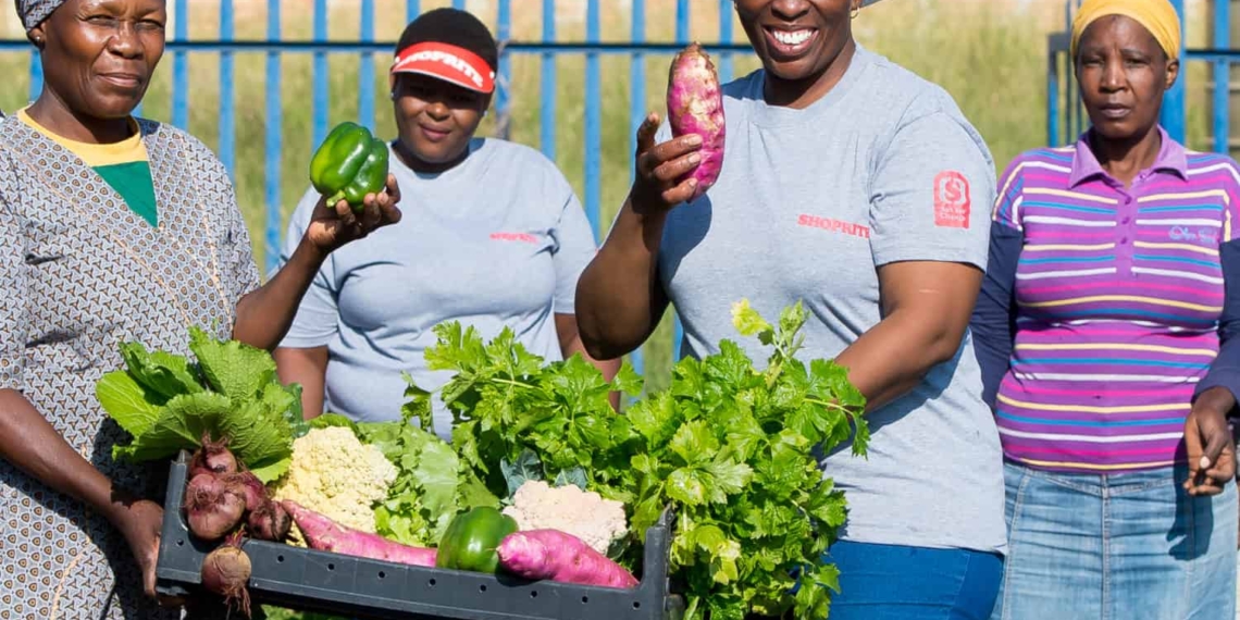 Phahamang Basadi Community Gardeners pictured from left to right: Julia Maoke, Selina Lethope, Meriam Mokgatla and Hester Beneer.
