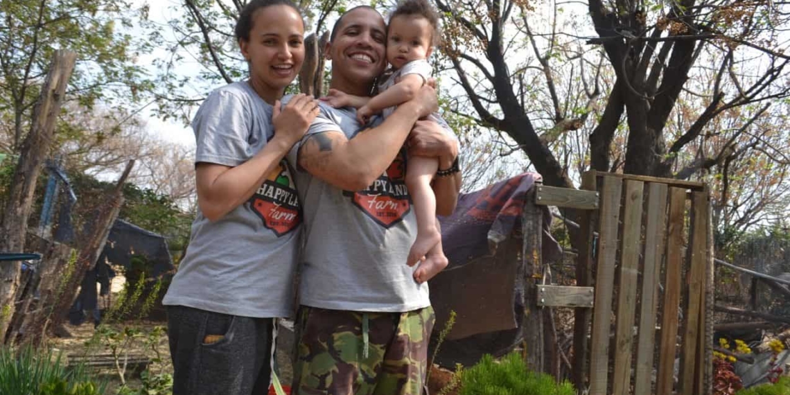 32-year-old Gauteng free-range chicken farmer, Robert Patson, plans to create a trusted ethical brand with a strong footprint in Mzansi. Here he is pictured with his wife Quaymberley and daughter, Thandi.