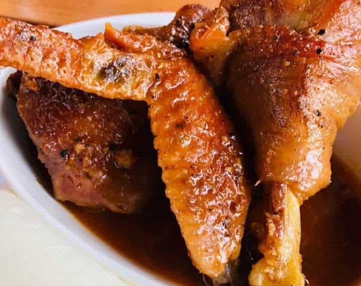 Spicy browned hard-body chicken prepared by home cook, Mpho Nogueira