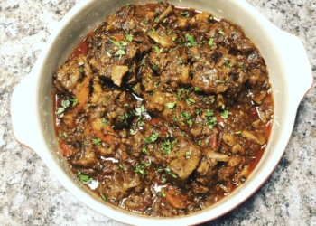 Boozy braised oxtail with a garlic mash is one of chef Patience Nyongane