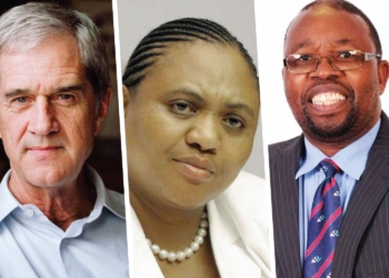 Featured from the left are Roelf Meyer from the In Transformation Initiative, minister Thoko Didiza and cattle farmer Aggrey Mahanjana.