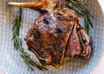 Leshoto's Leg of Lamb can be enjoyed with a side of pommes boulangere.