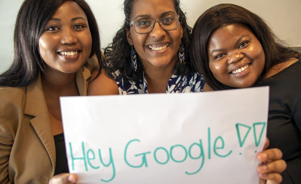 In 2020, Food For Mzansi was selected as one of only two South African news organisations to receive support from the Google News Initiative. The news was celebrated by Food For Mzansi editor: audience and engagement Dawn Noemdoe (middle) and journalists Sinesipho Tom and Noluthando Ngcakani. Photo: Food For Mzansi