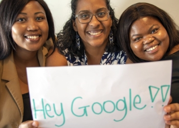 In 2020, Food For Mzansi was selected as one of only two South African news organisations to receive support from the Google News Initiative. The news was celebrated by Food For Mzansi editor: audience and engagement Dawn Noemdoe (middle) and journalists Sinesipho Tom and Noluthando Ngcakani. Photo: Food For Mzansi