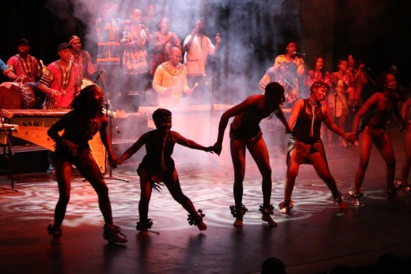 The Sarah Baartman Ensemble performs during the official opening ceremony of the National Arts Festival at the Guy Butler Auditorium in Grahamstown on 27 June 2018. Photo: Werner Hills, HeraldLive