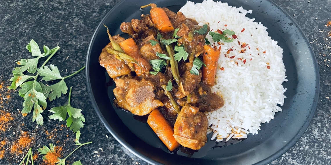 Sifo's chilli mutton stew with aromatic basmati rice.
