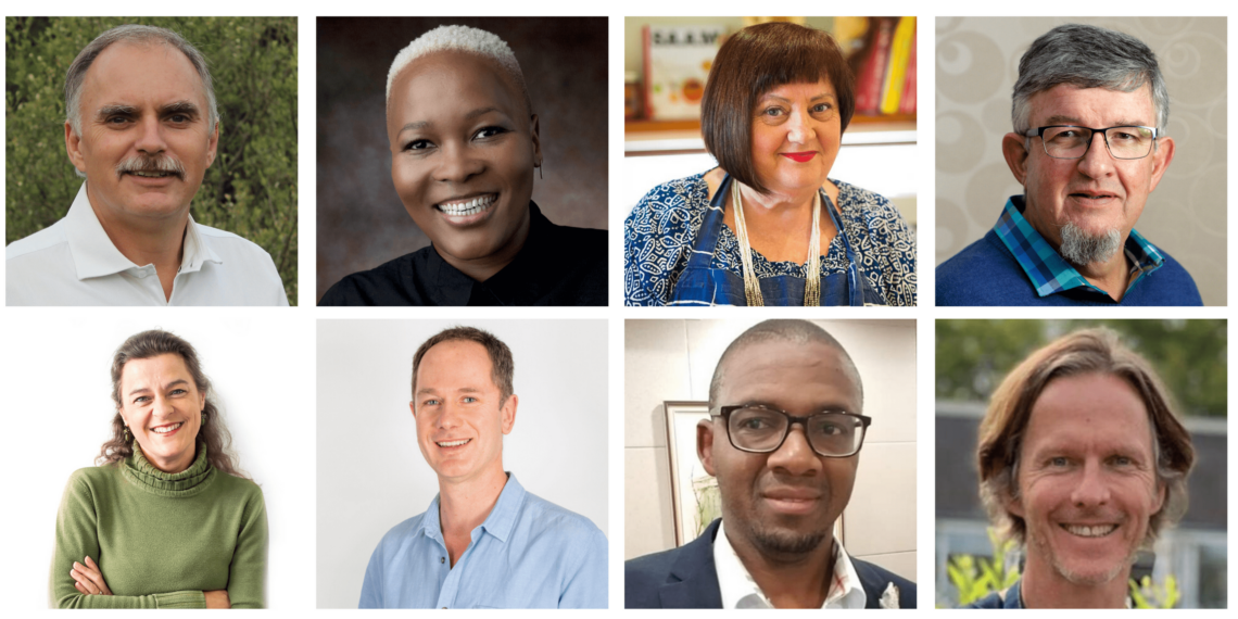 Pictured clockwise from upper left: Resource economist prof. James Blignaut, Absie Pantshwa from Fresh Yumm, chef and culinary commentator Errieda du Toit, farmer Dr Pieter Prinsloo, dietician Andrea du Plessis, soil scientist Dr Hendrik Smith, Tozie Zokufa from A Greener World South Africa, and executive chef Christiaan Campbell. Pictures: Supplied