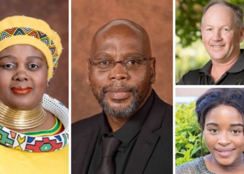 Pictured from left is the minister of tourism Mmamoloko Kubayi-Ngubane, deputy minister of the department agriculture land reform and rural development, Sdumo Dlamini. (top right) CEO of the Citrus Growers Association, Justin Chadwick and co-owner of Siphe Development and Capacitation Agency, Siphesihle Kwetana. Photo: Supplied.