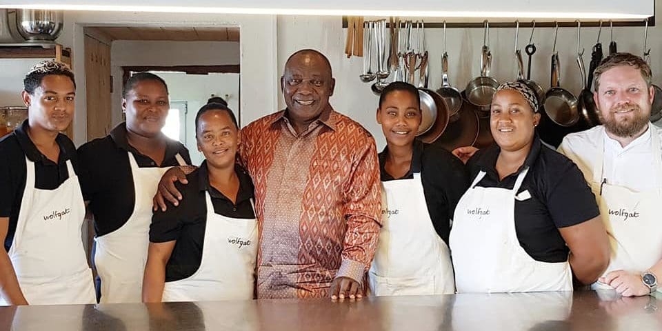Pres. Cyril Ramaphosa during a visit last year to the Wolfgat restaurant on the Cape West Coast. Photo: Facebook