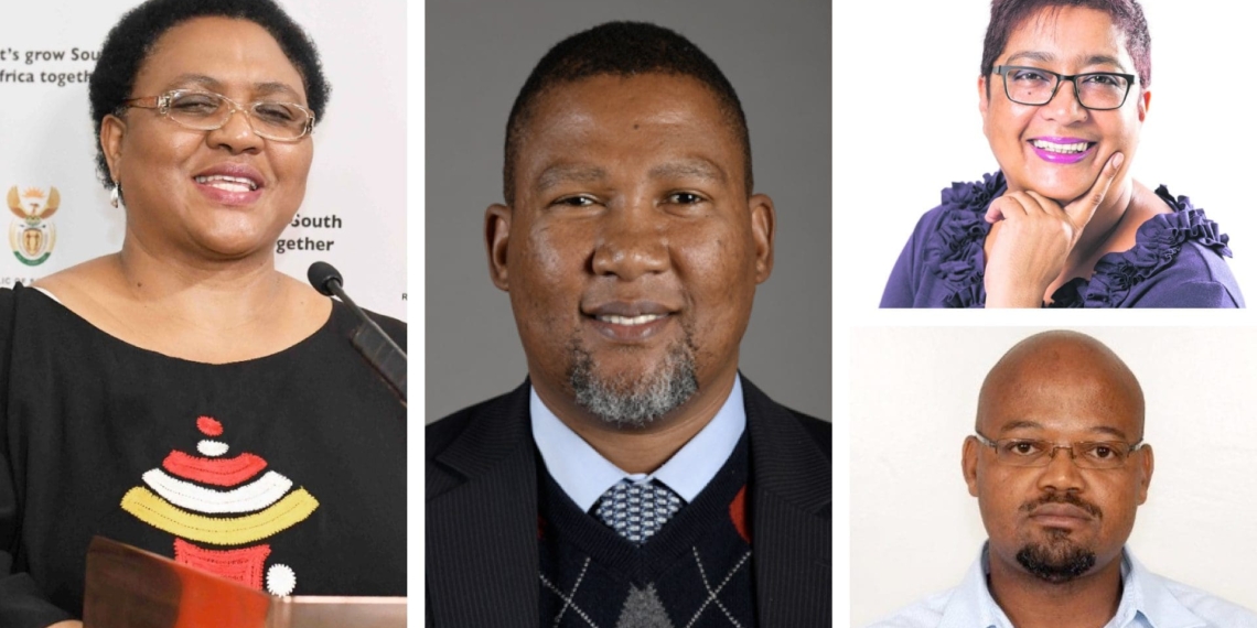 Pictured from left is Thoko Didiza, minister of agriculture, land reform and rural development, Nkosi Zwelivelile Mandela, chairperson of the portfolio committee on agriculture, land and rural development, (top right) Joyene Isaacs, chairperson of the Agricultural Research Council and (bottom right) Dr Boitshoko Ntshabele, new interim chairperson of Onderstepoort Biological Products. Photo: Supplied.