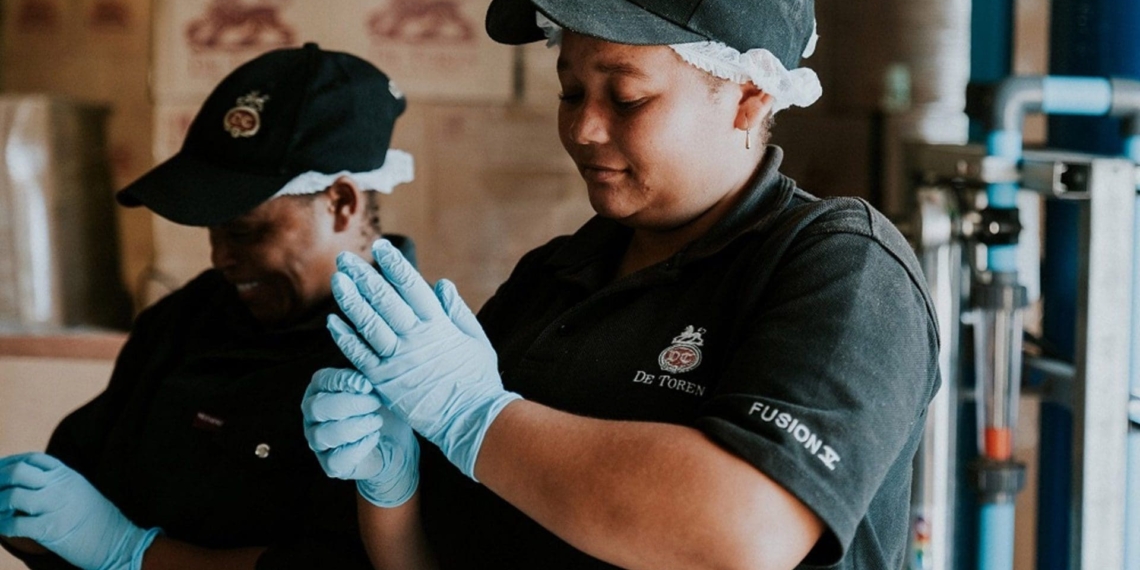 Glass ceilings are been shattered at the De Toren Wine Cellar in Stellenbosch. 60% of all permanent employees on all levels are female, like cellar personnel Michelle Radloff (front) and Rochelle Scheefers. Photo: Supplied