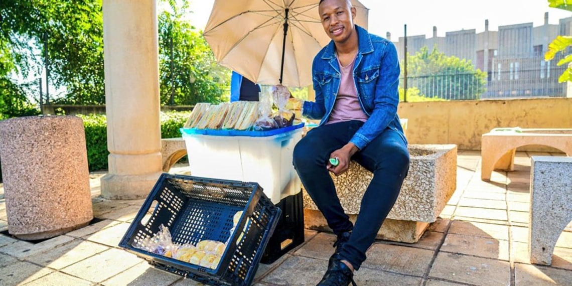 Itumeleng Lekomanyane is the owner of Sandwich Nton Nton, a street hustle he started with only R800. Today, he earns an income of close to R20 000 per month. Photo: Supplied/Food For Mzansi