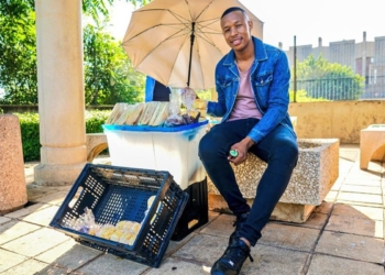 Itumeleng Lekomanyane is the owner of Sandwich Nton Nton, a street hustle he started with only R800. Today, he earns an income of close to R20 000 per month. Photo: Supplied/Food For Mzansi