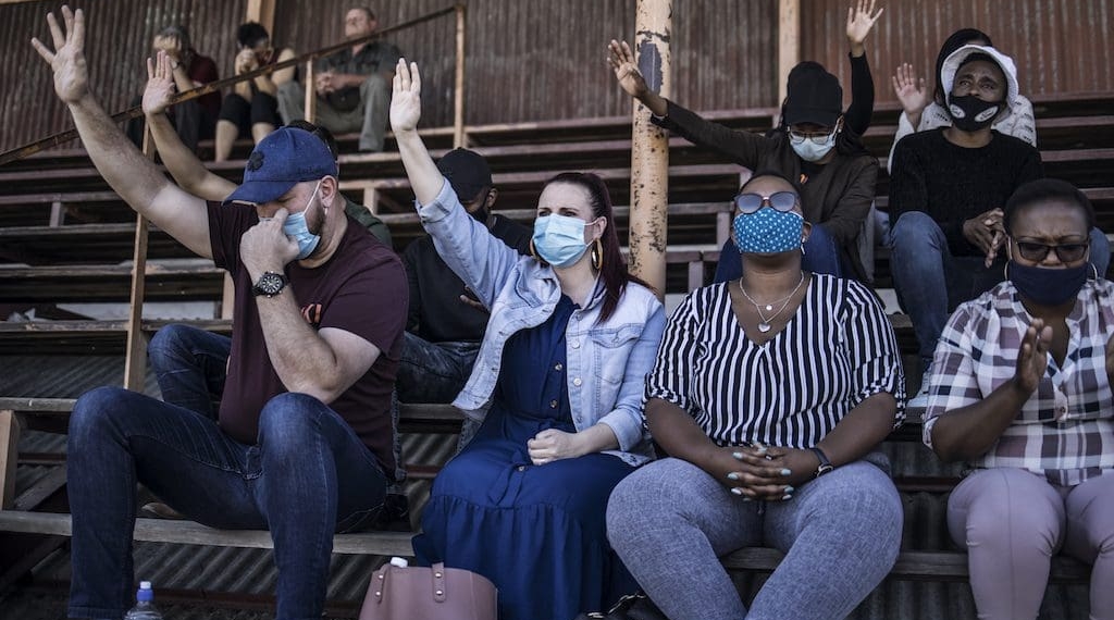 Farmers take part in a special mass prayer meeting held in October 2020 in Senekal in the Free State. Photo: Marco Longari/AFP