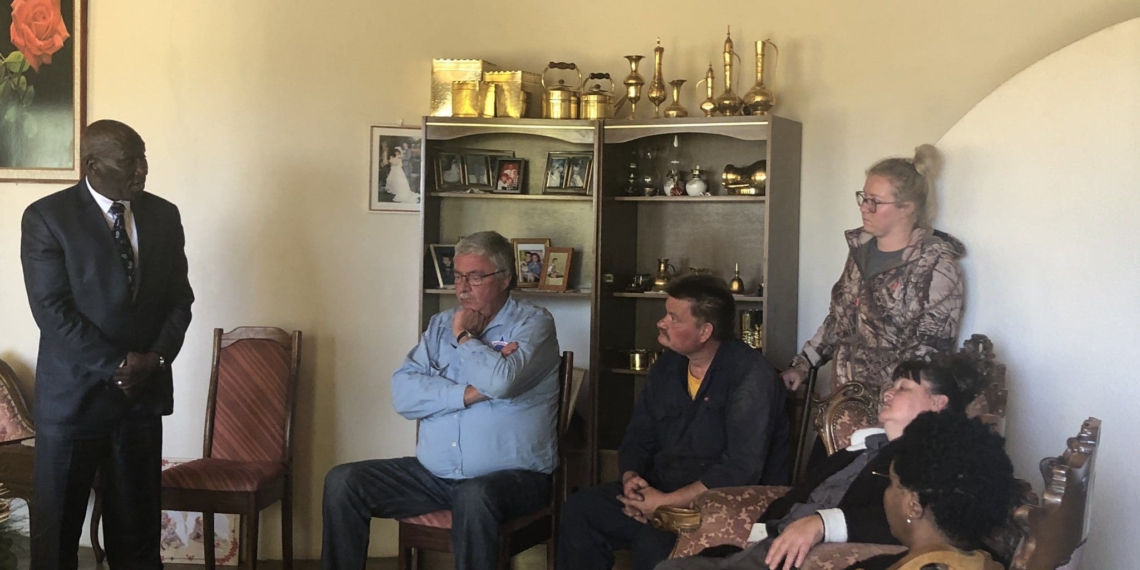 Police minister Bheki Cele and minister of state security Ayanda Dlodlo visited the family of slain Brendin Horner in a bid to diffuse tensions in Senekal, Free State Photo: Twitter