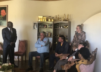Police minister Bheki Cele and minister of state security Ayanda Dlodlo visited the family of slain Brendin Horner in a bid to diffuse tensions in Senekal, Free State Photo: Twitter