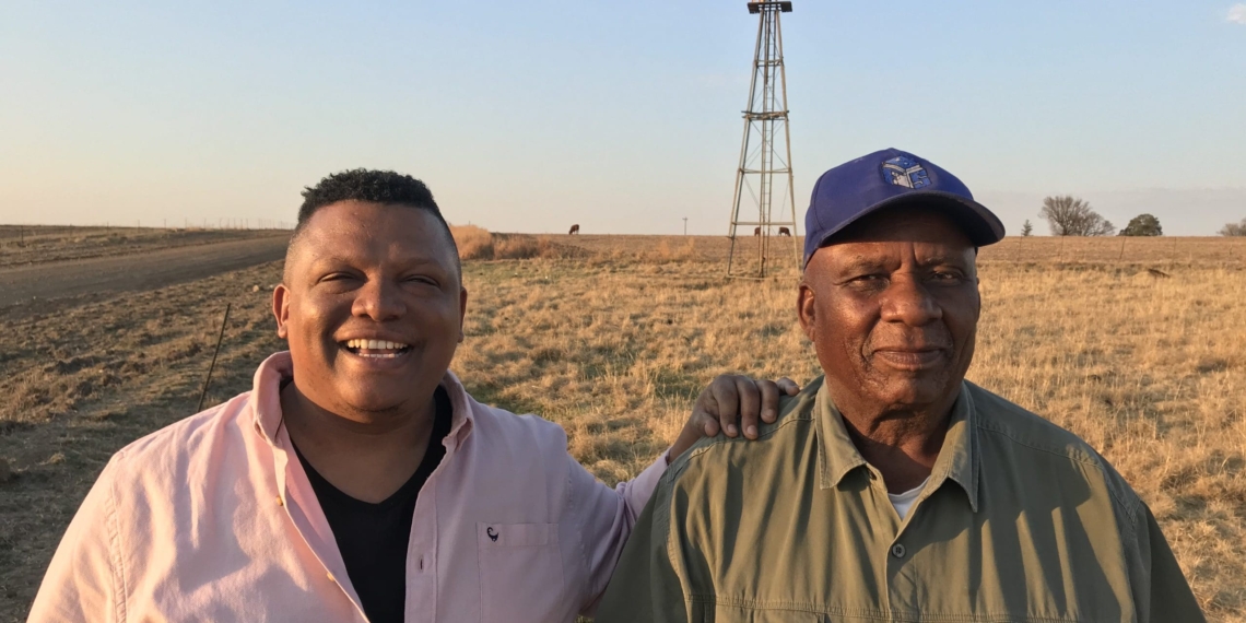 New farmers' TV show: Television presenter Ivor Price and Free State farmer Samson Mahlaba, who is featured on "For the love of the land" on DStv and Openview. Photo: Food For Mzansi