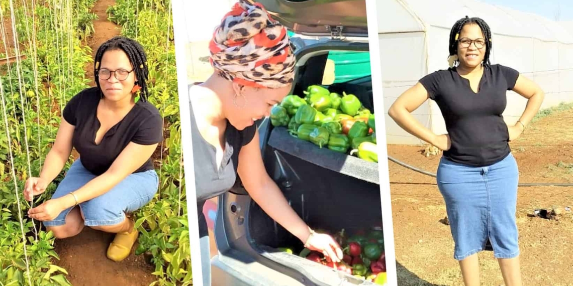 Kamogelo Hantise is the owner of a vegetable hydroponic business in the Northern Cape, which she founded after dropping out of college. Photo: Supplied/FoodForMzansi