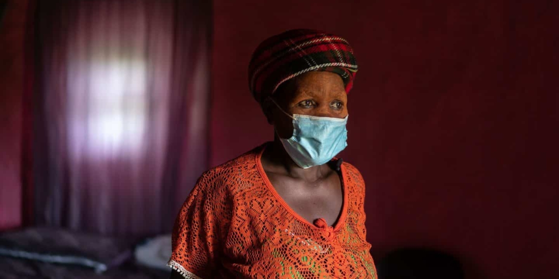 Nokhumbulele Sompugana is 67 and lives in Tshezi. She tested positive for Covid-19 and had to isolate herself from the community until mid-December. Photo: Barry Christianson/New Frame