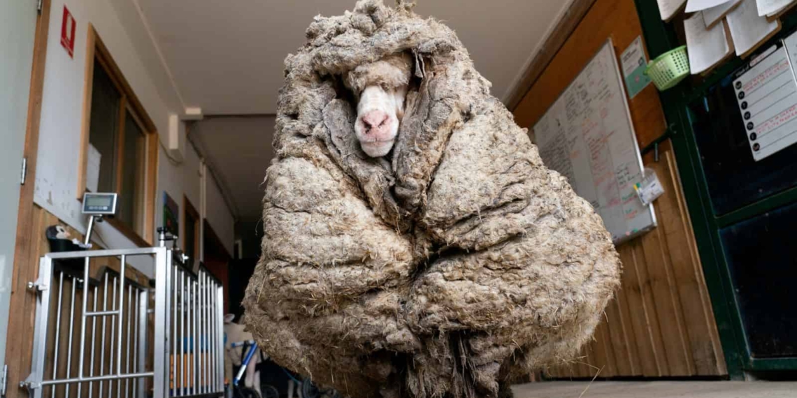 After not being shorn for many years, an Australian sheep named Baarack could barely see when he was found. Photo: Supplied/Edgar’s Mission
