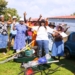 Thoko Gladys Nhlabathi, the Ekurhuleni regional coordinator for AFASA (wearing a white T-shirt) surrounded by up-and-coming farmers in Katlehong in Gauteng. Photo: Funiwe Ngwenya/Food For Mzansi