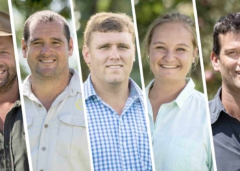 And the finalists in the Free State Young Farmer of the Year competition are Louis de Jager, Nants Yzel, Jimmy Roberts, Annalea van Niekerk, and Douglas Osler. Photos: Supplied/Food For Mzansi