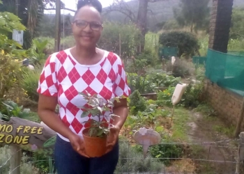 Busisiwe Mgangxela has hung up her nursing epaulets to farm, growing medicinal foods in East London. Photo: Supplied/ Food For Mzansi