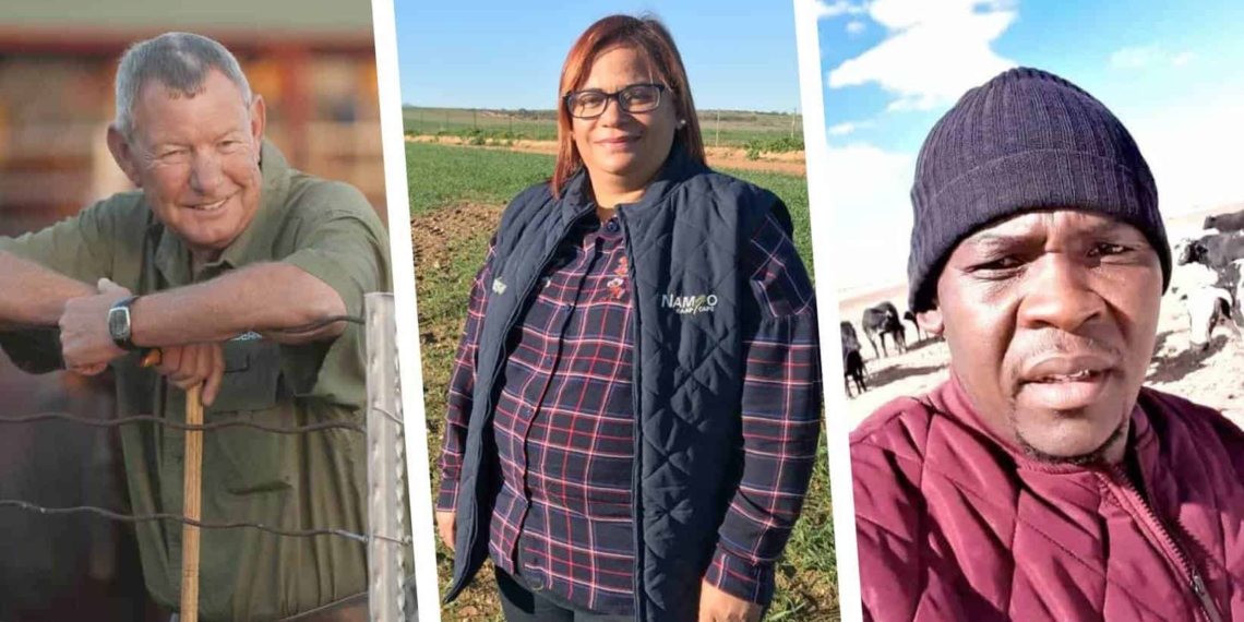 Meet some of the farmers who have pledged to assist their workers who wish to register for the Covid-19 vaccine. From the left are Nick Serfontein from Edenville, Alfreda Mars from Moorreesburg and Ratlale Masiu from Bloemfontein. Photos: Supplied/Food For Mzansi
