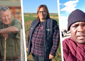 Meet some of the farmers who have pledged to assist their workers who wish to register for the Covid-19 vaccine. From the left are Nick Serfontein from Edenville, Alfreda Mars from Moorreesburg and Ratlale Masiu from Bloemfontein. Photos: Supplied/Food For Mzansi