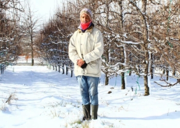 Budding agriculturist Aiden Abrahams on the snow-covered farm of Laastedrif Agri in Ceres in the Western Cape. Photo: Supplied/Food For Mzansi