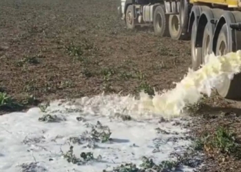 Dairy farmer Rob Stapylton-Smith from Ixopo, south of Pietermaritzburg, was forced to dump milk because it could not be delivered due to the protest action in KwaZulu-Natal. Photo: FarmingPortal