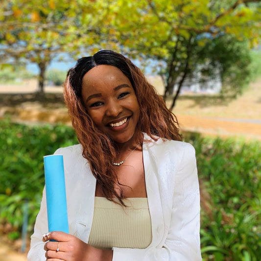 Civil engineering master’s candidate Hlumelo Marepula has won an award for her research on recovering and purifying urea from human urine. She will graduate in December 2021. Photo Supplied/Food For Mzansi