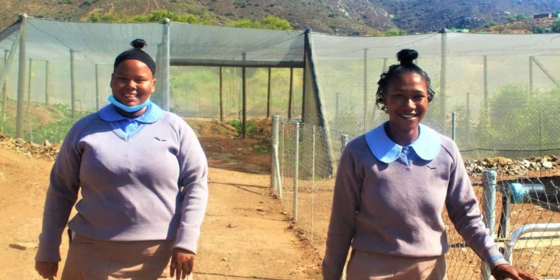 Mary-Ann Swart and Kathryn van Zyl are both agricultural students at the Jakes Gerwel Technical High School. They plan to pursue careers in agriculture. Photo: Food For Mzansi