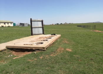 Toilet structures which blew down in June 2018. Supplied/Groundup