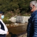 Western Cape agriculture MEC Dr Ivan Meyer and Hans King, designing engineer, with the Meul weir in the background. Photo: Supplied/Food For Mzansi