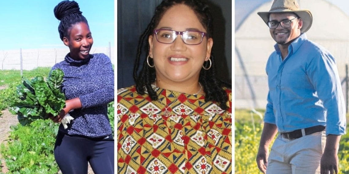 Pictured from the left are Sinethemba Botha, Jo-andra Gregory and Byron Booysen who are finalists in the 2021 AHi Awards. They were nominated in the category for AHi Small-scale Farmer of the Year. Photos: Supplied/Food For Mzansi