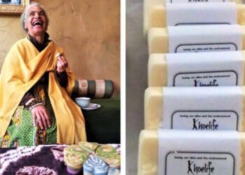 Yvette Abrahams is the owner and creator of Khoelife, a small holding producing soaps, hand sanitisers, body oils and other personal care products. Photo: Supplied/Food For Mzansi