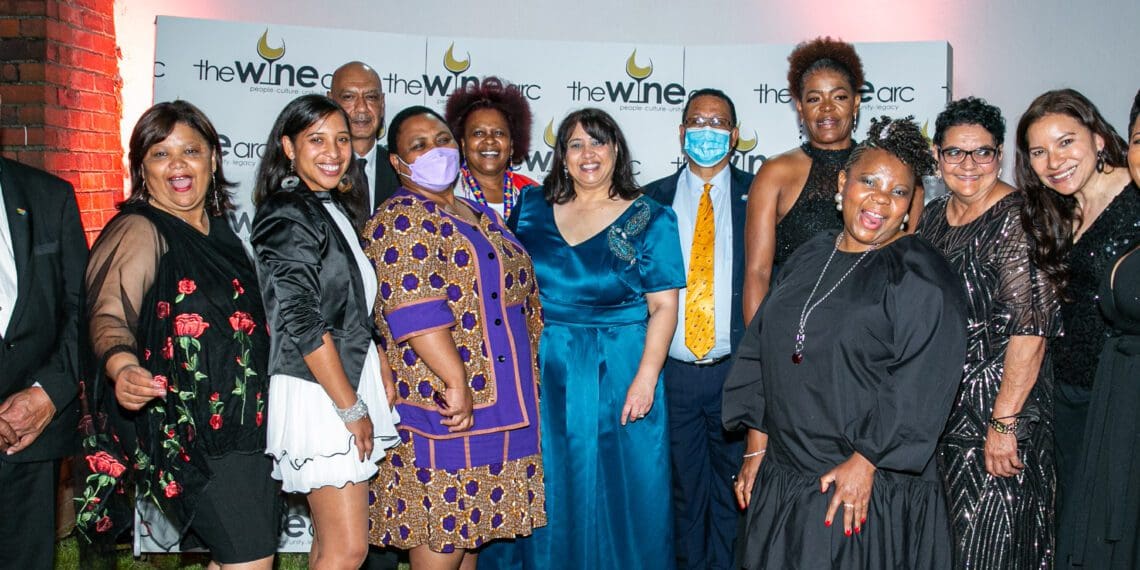 Black wine brand owners who will be participating in the pilot programme at The Wine ARC with Minister Thoko Didiza, Minister Ivan Meyer and Wendy Petersen. Photo: Supplied/Food For Mzansi